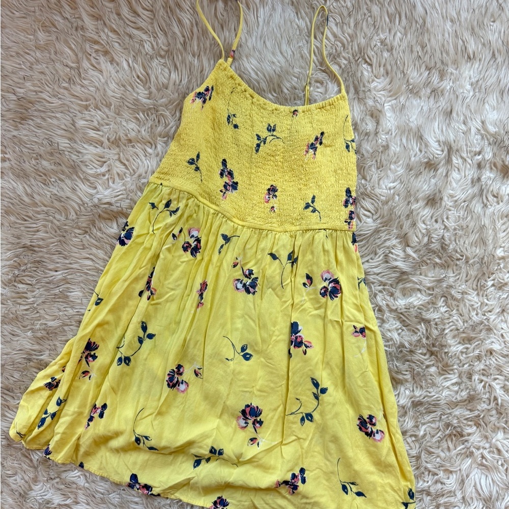 SO Yellow Floral Smocked Sundress